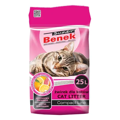 Benek Super Compact Cytrusowa świeżość żwirek dla kota - 25 l (ok. 20 kg)