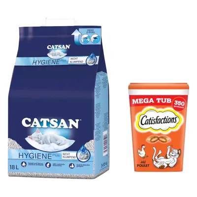 15% taniej! 18 l Catsan żwirek higieniczny + Dreamies Megatub przysmaki dla kota, 2 x 350 g - 18