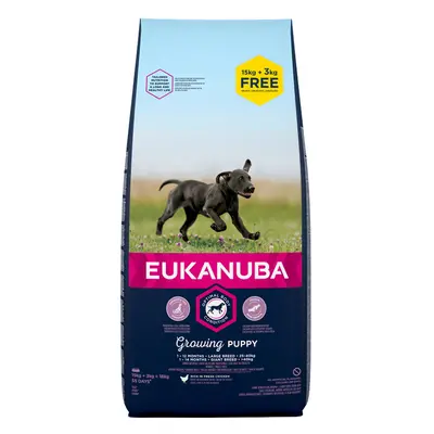 15 + 3 kg gratis! Eukanuba, karma sucha dla psa, 18 kg - Puppy Large Breed, kurczak