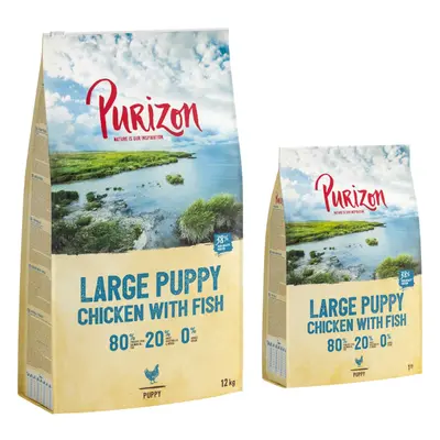 12 + 2 kg gratis! Purizon, karma sucha dla psa, 14 kg - Large Puppy, kurczak i ryba, bez zbóż