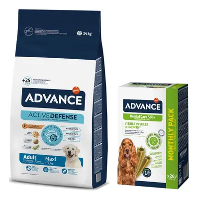 Advance: karma sucha dla psa, różne rodzaje + Dental Care Stick 360 / 720 g gratis! - Maxi Adult