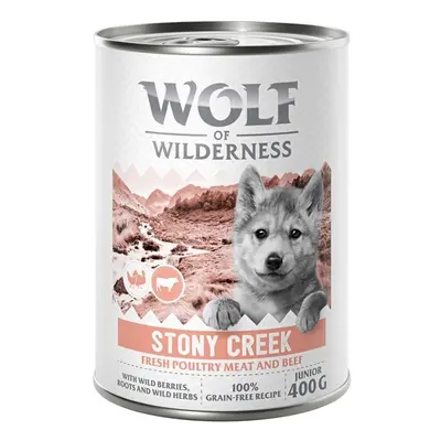 10 + 2 gratis! Wolf of Wilderness, karma mokra dla psa, 12 x 400 g - Junior “Expedition”, Stony 