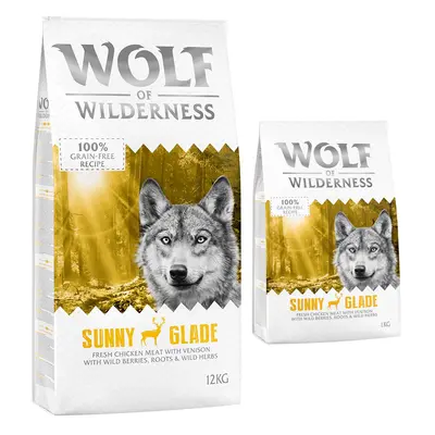 12 + 2 kg gratis! Wolf of Wilderness karma sucha dla psa, 14 kg - Adult Sunny Glade, jelenina