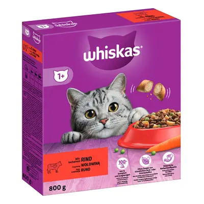 15% taniej! Whiskas sucha karma dla kota, różne rodzaje - 1+ z wołowiną, 800 g