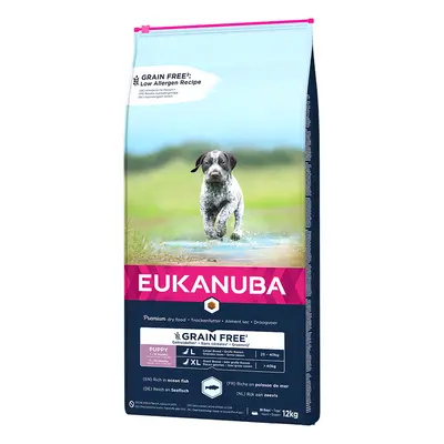 10% taniej! Eukanuba Grain Free, karma sucha dla psa, 3 kg / 12 kg - Puppy Large Breed, z łososi