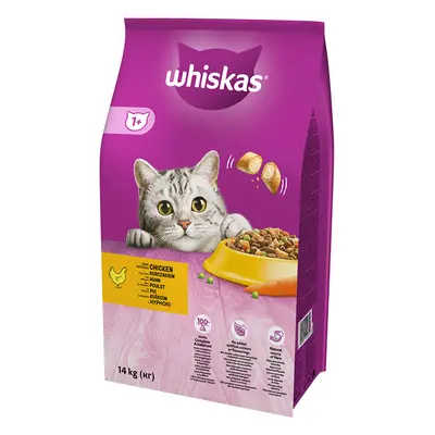 15% taniej! Whiskas sucha karma dla kota, różne rodzaje - 1+ z kurczakiem, 14 kg