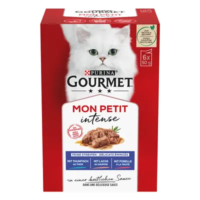 20% taniej! Gourmet Mon Petit w sosie, karma mokra dla kota, 48 x 50 g - Tuńczyk, łosoś, pstrąg