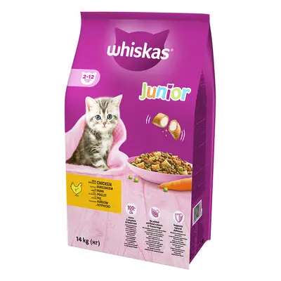 15% taniej! Whiskas sucha karma dla kota, różne rodzaje - Junior z kurczakiem, 14 kg