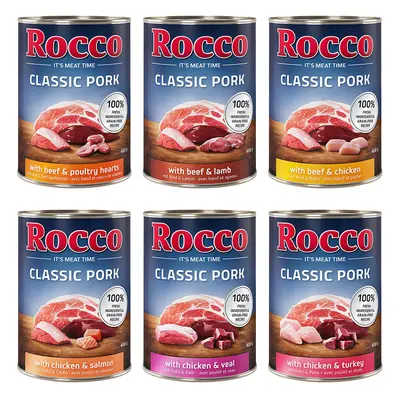 10% taniej! Mieszany pakiet próbny Rocco Classic, karma mokra dla psa, 6 x 400 g - Classic Pork,