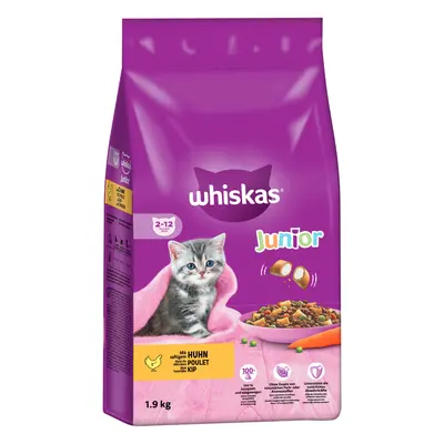 15% taniej! Whiskas sucha karma dla kota, różne rodzaje - Junior z kurczakiem, 1,9 kg