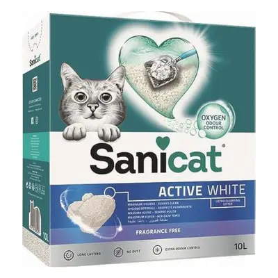 20% taniej! Sanicat, zbrylający się żwirek dla kota, 2 x 8/10 l - Active White, 2 x 10 l
