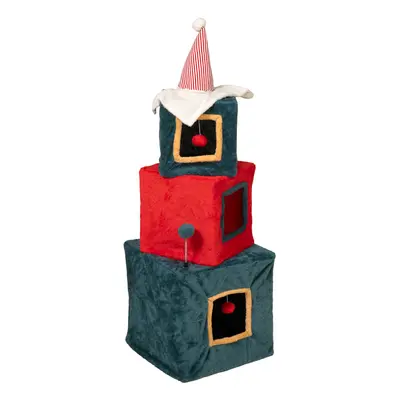 TIAKI, świąteczna wieża z prezentami dla kotów - zielony / czerwony