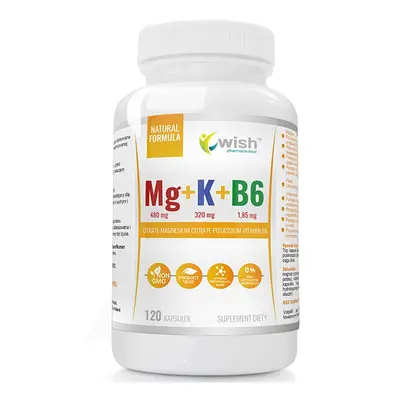 Witaminy i Minerały Kompleks WISH Mg+K+Vit B6 Forte 120vkaps