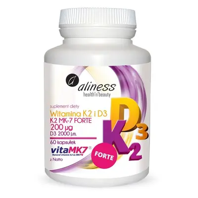 Witaminy D + K Aliness Vit K2 D3 Forte 60kaps