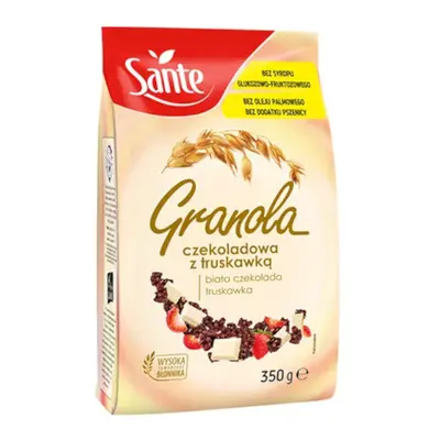 Zdrowa Żywność Zamiennik Śniadania Sante Granola z Białą Czekolada i Truskawkami 350g