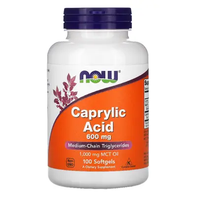 Trawienie Kwas Kaprylowy Now Foods Caprylic Acid 600mg 100softgels