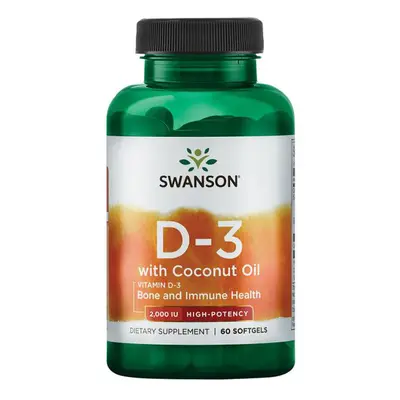 Witamina D Swanson Vitamin D3 with Coconut Oil - 2000IU 60softgels