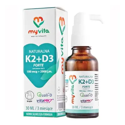 Witaminy D + K MyVita 100% Naturalna Forte K2 + D3 2000IU 30ml