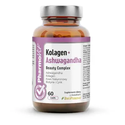 Wsparcie Włosów, Skóry, Paznokci Kompleks Pharmovit Kolagen + Ashwagandha 60kaps