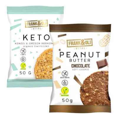Zestaw Frank&Oli Keto Ciastko Kokos & Orzech Nerkowca + Soft Cookie Peanut Butter Chocolate 50g