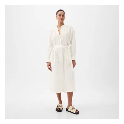 Sukienka GAP Longsleeve Linen Maxi Dress New Off White