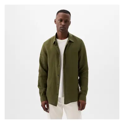 Kurtka GAP Longsleeve Linen Shirt Army Jacket Green