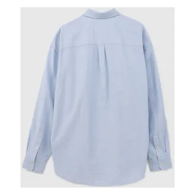 Koszula GAP Longsleeve Standard-Fit Oxford Logo Shirt Light Blue