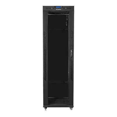 Lanberg Szafa instalacyjna rack stojąca 19 42u 600x600 czarna, drzwi szklane lcd (Flat pack)