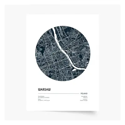 Plakat, Maps: Warsaw, 60x80