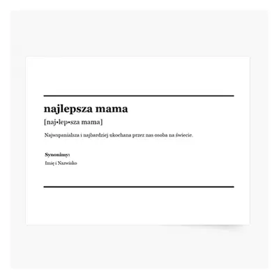 Plakat, Słownik - Najlepsza mama, 50x40