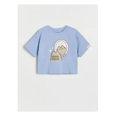 Reserved - T-shirt Pusheen - jasnoniebieski