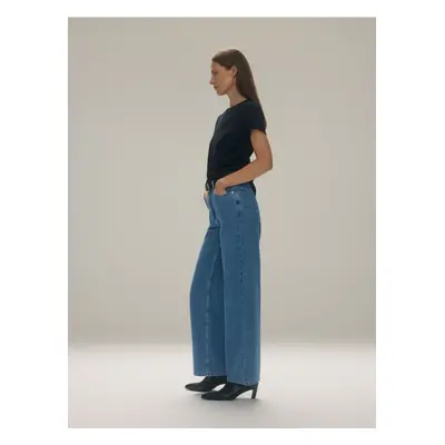 Reserved - Jeansy wide leg - niebieski