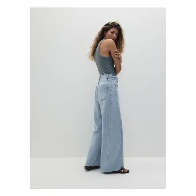 Reserved - Jeansy wide leg - niebieski