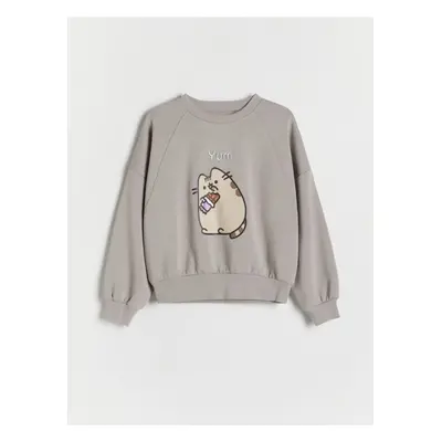 Reserved - Bluza dresowa Pusheen - jasnoszary