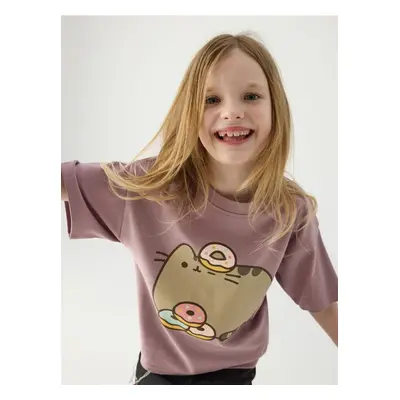 Reserved - T-shirt Pusheen - fioletowy