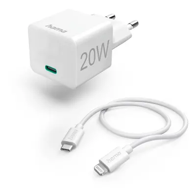 Ładowarka sieciowa Hama Mini Pd/Qualcomm 20W USB-C - Lightning biała