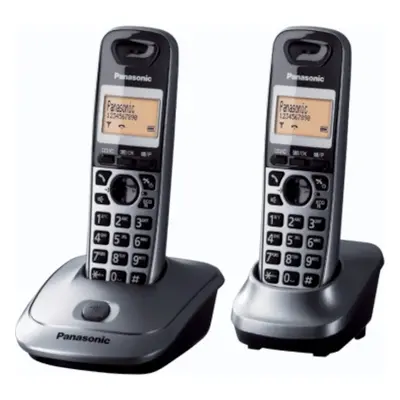 Panasonic KX-TG2512 telefon bezprzewodowy DECT z 2 słuchakami (wysoka jakość rozmowy, podświetla