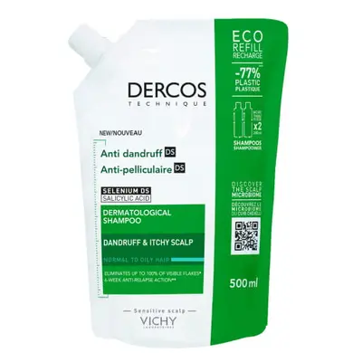 VICHY DERCOS Szampon Przeciwłupieżowy REFILL Włosy Normalne I Przetłuszczające Się - 500ml