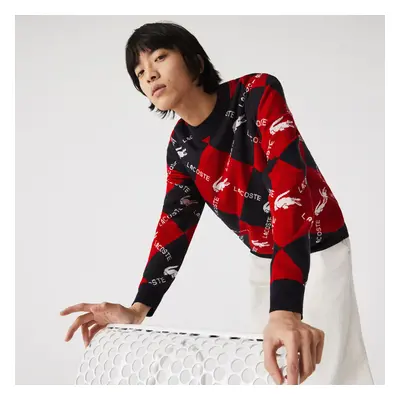 Lacoste Men?s Lacoste LIVE Monogram Patterned Jacquard Cotton Sweater