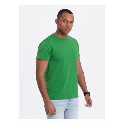 T-shirt męski klasyczny bawełniany BASIC - zielony V20 OM-TSBS-0146 - S