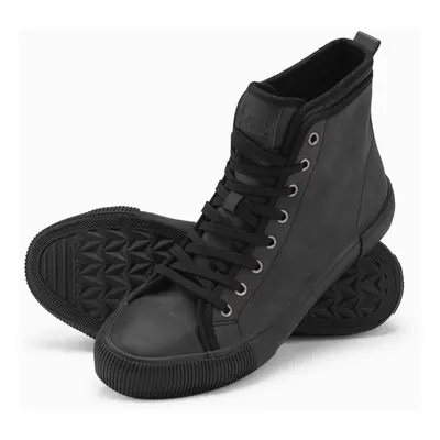 Męskie buty wysokie trampki z dekoracyjną cholewką – grafitowe V4