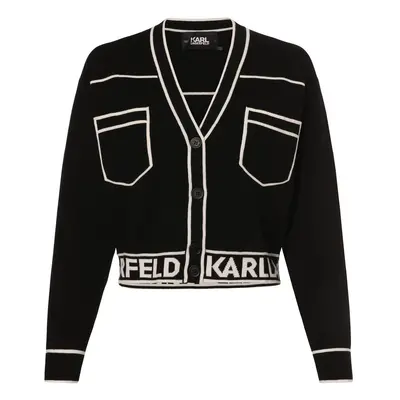 KARL LAGERFELD Kardigan damski Kobiety Bawełna czarny wzorzysty