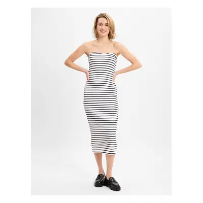 Calvin Klein Jeans Damska sukienka na co dzień Kobiety Bawełna biały w paski