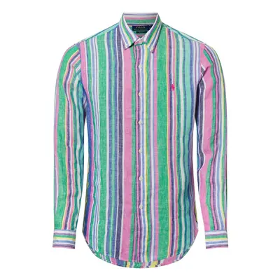 Polo Ralph Lauren Męska koszula lniana na co dzień Mężczyźni Modern Fit len wielokolorowy w pask