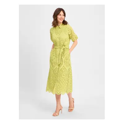 s.Oliver BLACK LABEL Damska sukienka na co dzień Kobiety Bawełna zielony wypukły wzór tkaniny