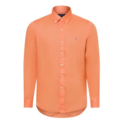 Polo Ralph Lauren Męska koszula lniana na co dzień Mężczyźni Modern Fit len pomarańczowy jednoli