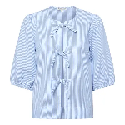 Marie Lund Bluzka damska z lnem - Verona Kobiety len niebieski w paski