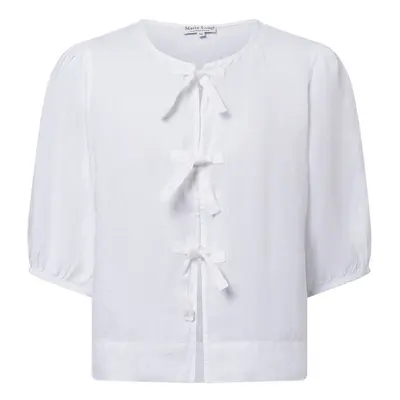 Marie Lund Bluzka damska z lnem - Verona Kobiety len biały jednolity