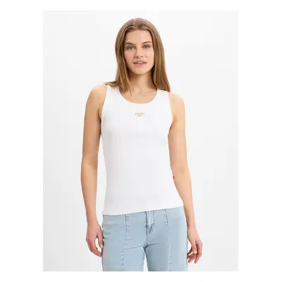 Joop Jeans Top damski - Tana Kobiety Bawełna biały jednolity