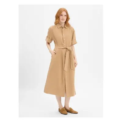 Polo Ralph Lauren Lniana sukienka damska Kobiety len beżowy|brązowy jednolity